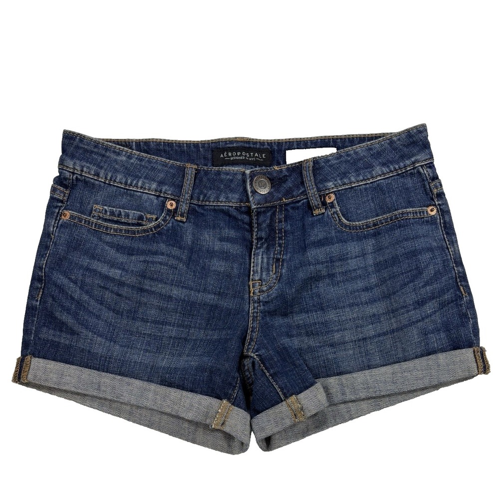 Aeropostale Women's 2 Low Rise Midi Denim‎ Shorts Sexy Summer Y2K Baddie Rocker